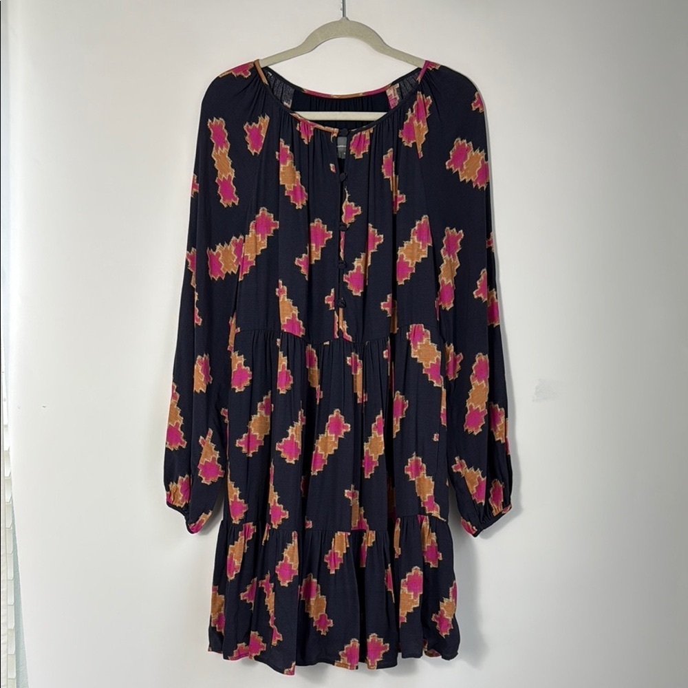 Anthropologie‎ Navy and Pink Balloon Sleeve dress - Size Medium NWOT